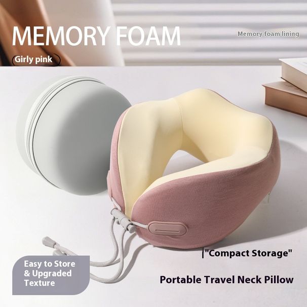 Cuscino da viaggio in memory foam con fodera rinfrescante rimovibile e custodia portatile - Supporto ergonomico per aereo, ufficio e auto (colori multipli)_voghion.com