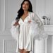 2024 Fashion Texture Feather Loose and Comfortable Soft Robe Hanging Dress Pajama Set Home Fury for Women_voghion.com