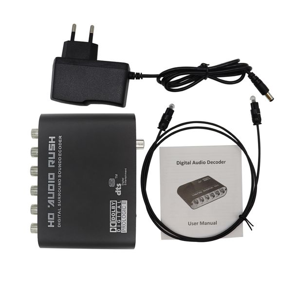 Digital zu Analog 5.1 CH Stereo AC3 HD Audio Konverter Optischer SPDIF Koaxial AUX 3,5mm auf 6 Cinch Sound Decoder Verstärker_voghion.com