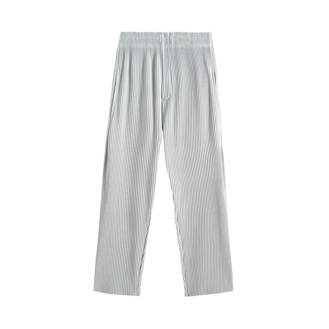 Pleated Lightweight Straight Leg Pants – Summer Casual Trousers With Draped Silhouette (Black/Silver Grey, S-XXL)_voghion.com