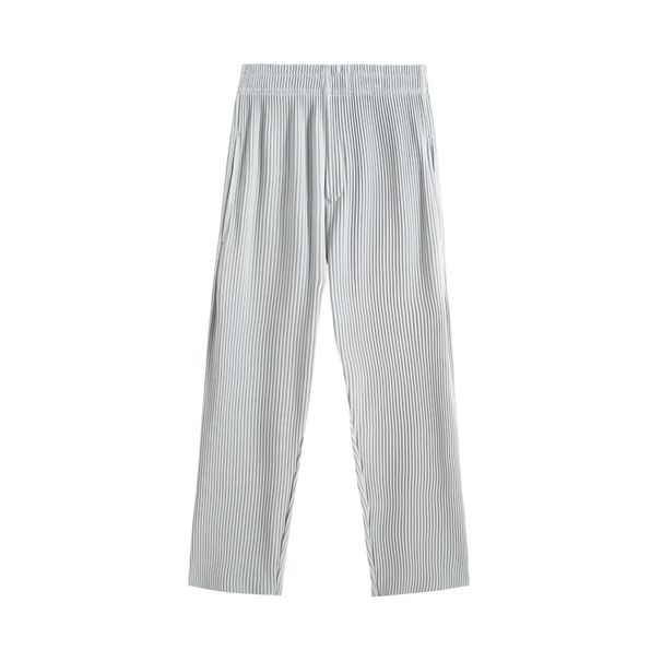 Pleated Lightweight Straight Leg Pants – Summer Casual Trousers With Draped Silhouette (Black/Silver Grey, S-XXL)_voghion.com