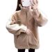 Felpa con cappuccio in sherpa foderata in pile – Pullover invernale con cerniera frontale, vestibilità oversize e interno in morbido peluche (bianco/nero/rosa/kaki, S-XL)_voghion.com