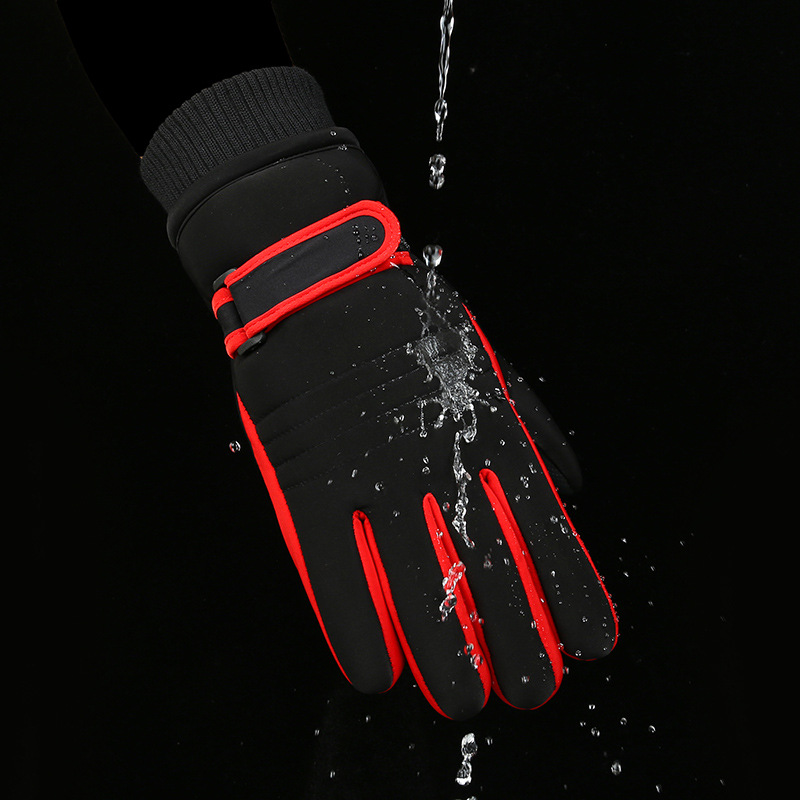 Winter ski gloves men's fleece thickened outdoor riding windproof cold touch screen fashion five-finger warm gloves_voghion.com