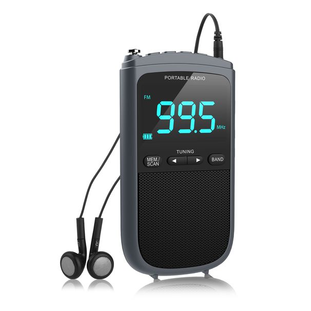 Mini AM/FM Portable Radios Pocket Receiver Stereo Speaker Rechargeable Radio With Alarm Clock For Outdoor Weather_voghion.com