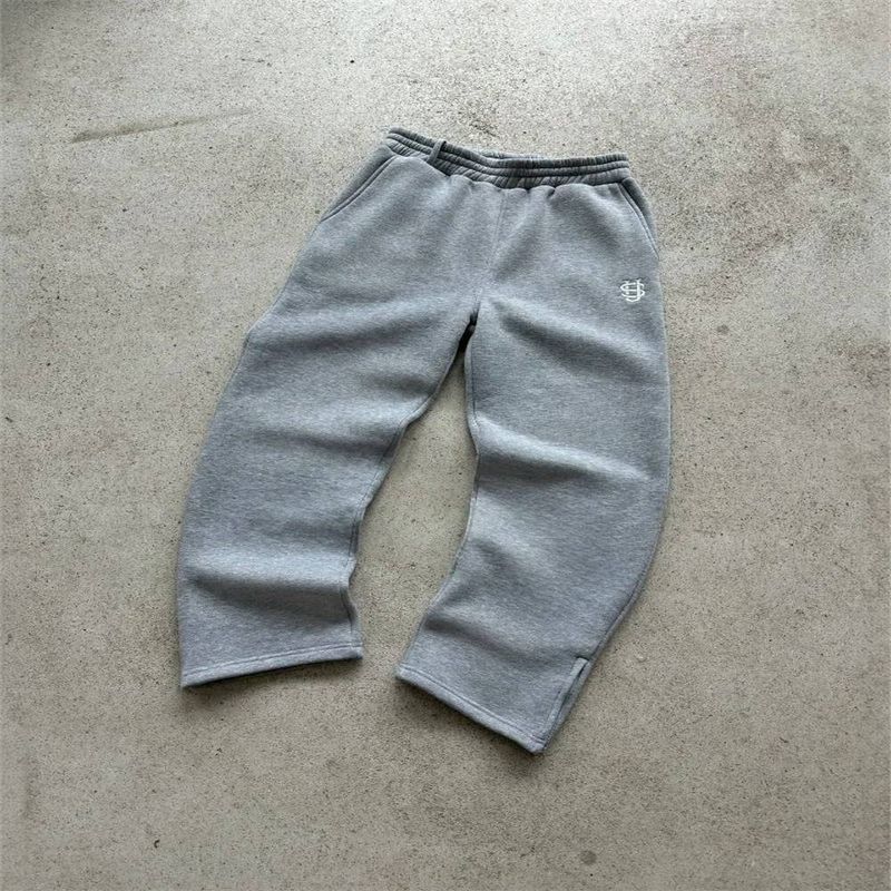 Pantalon de survêtement style hip-hop européen et américain pour femmes et hommes, taille moyenne, élastique, broderie, ample, décontracté, sport, tailles S à 3XL_voghion.com