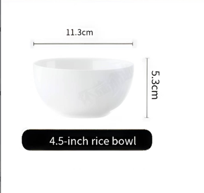 Exquisite Pure White Ceramic Rice Bowls- Thickened, Multi - Use For Soup/Noodles. Ideal For Home Dining._voghion.com