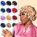 Neue feste Frauen Satin Bonnet Fashion Stain Seidige große Motorhaube für Lady Sleep Cap Headwrap Hut Haar Wrap Zubehör Großhandel_voghion.com