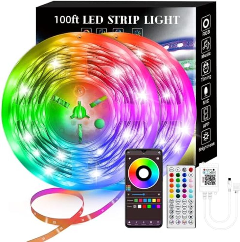 Smart LED Strip Lights, RGB Strip Lights Sync To Music With 44 Key Remote Controller LED Lights For Bedroom,Christmas Lights Decration, Multi-Colored_voghion.com