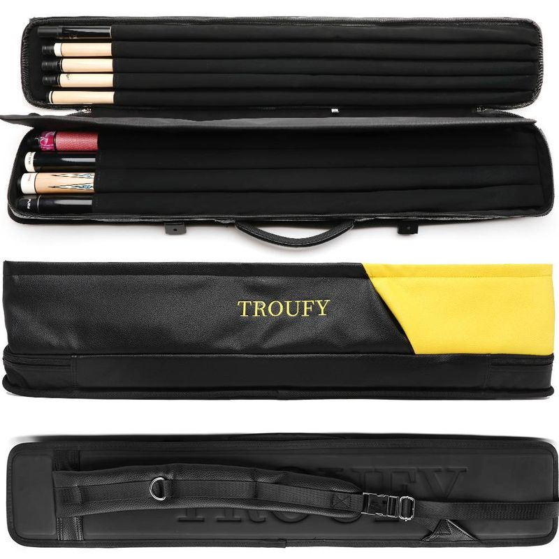 TROUFY 4X5 Pool Cue Case PU Leather - Premium Billiard Cue Case For 4 Butts & 5 Shafts, Stylish & Durable PU Leather, Shockproof Protection_voghion.com