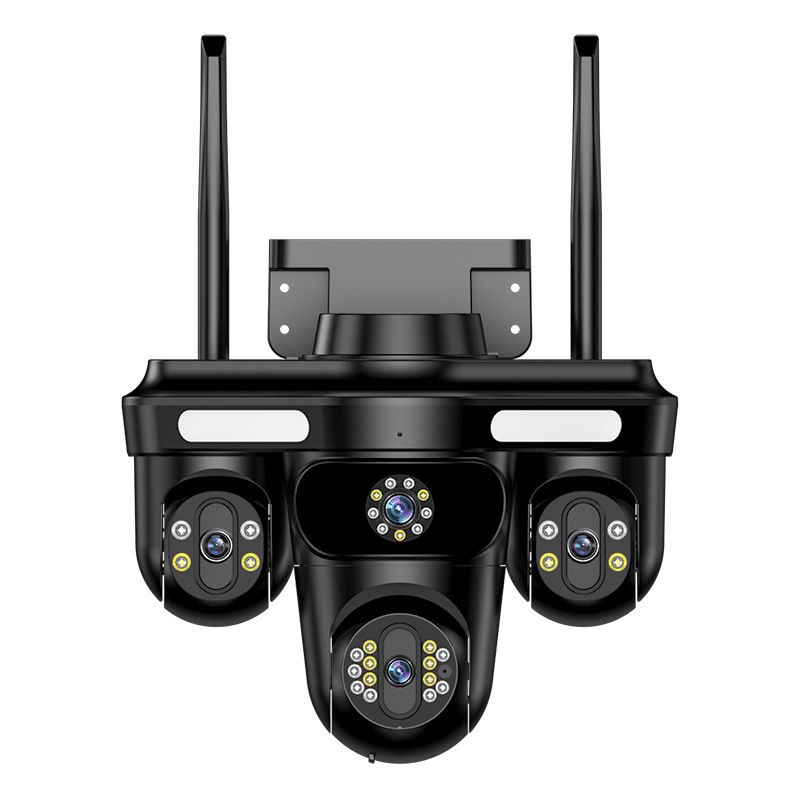 Cámara de seguridad RSCAMTOM WiFi/4G de 12 MP y 3 lentes con visión de 360°, visión nocturna inteligente, resistencia al agua IP66, acceso remoto mediante aplicación móvil, compatible._voghion.com