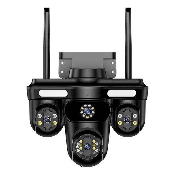 Cámara de seguridad RSCAMTOM WiFi/4G de 12 MP y 3 lentes con visión de 360°, visión nocturna inteligente, resistencia al agua IP66, acceso remoto mediante aplicación móvil, compatible._voghion.com