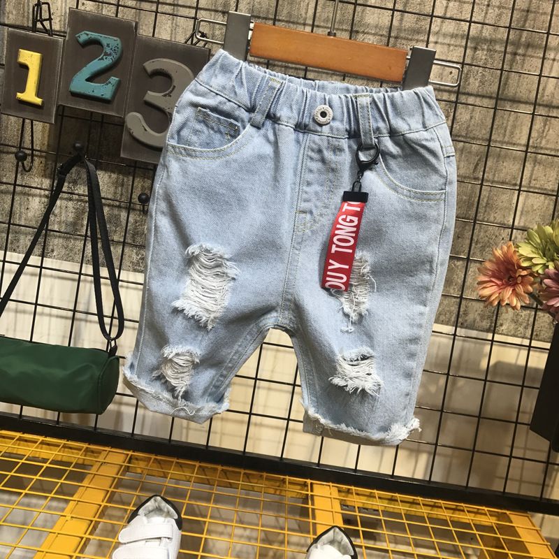 Mother&Kids Boys' summer jeans medium children's pants Children's fashion casual medium pants_voghion.com