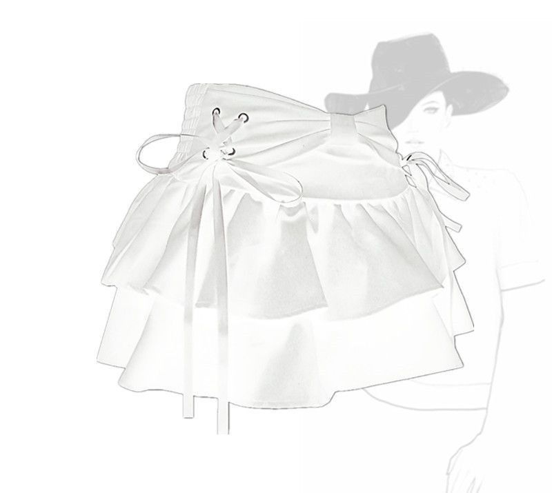 Jupe plissée en jean bleu pour femme, jupe à gâteau, design avec nœud en ruban, jupe trapèze, jupe courte décontractée_voghion.com