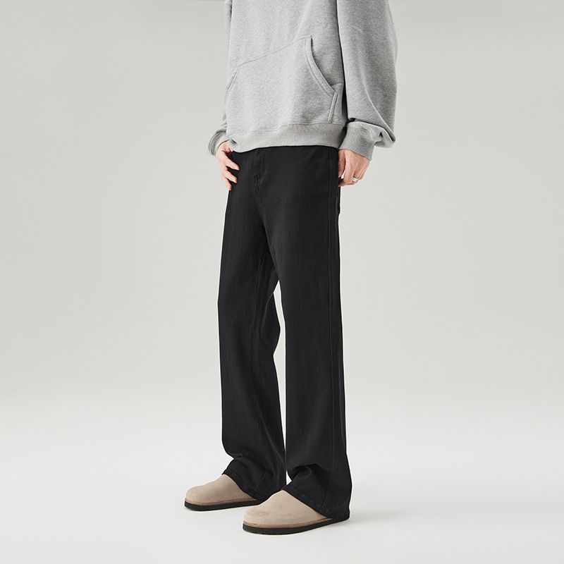 Jeans svasati elasticizzati bianchi di alta qualità JIAMU da uomo, pantaloni larghi con taglio a stivale, pantaloni casual di nicchia_voghion.com