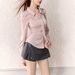Women's clothing desire striped shirt women new early spring design lazy style top long sleeve French pink shirt_voghion.com