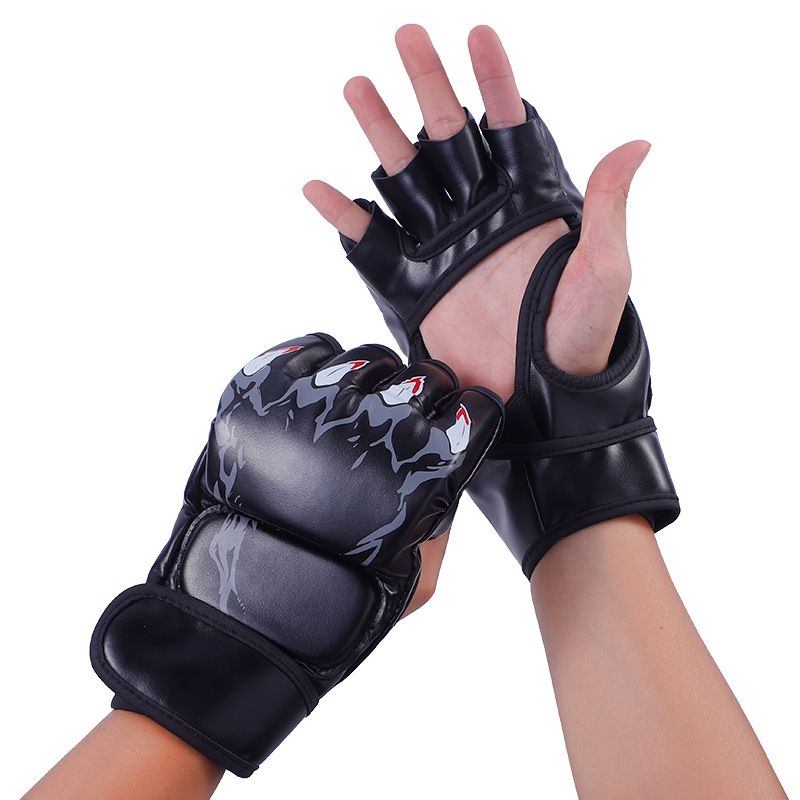 Halbfinger-Sanda-UFC-Set für Erwachsene und Kinder für Muay Thai-Kampftraining MMA-Boxhandschuhe_voghion.com