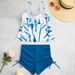 Damen Shell Zweiteiliger Badeanzug Bedruckter Push-Up-Bikini High-Waist Boyshorts Bademode Kordelzug Rückenfrei Hot Girl_voghion.com