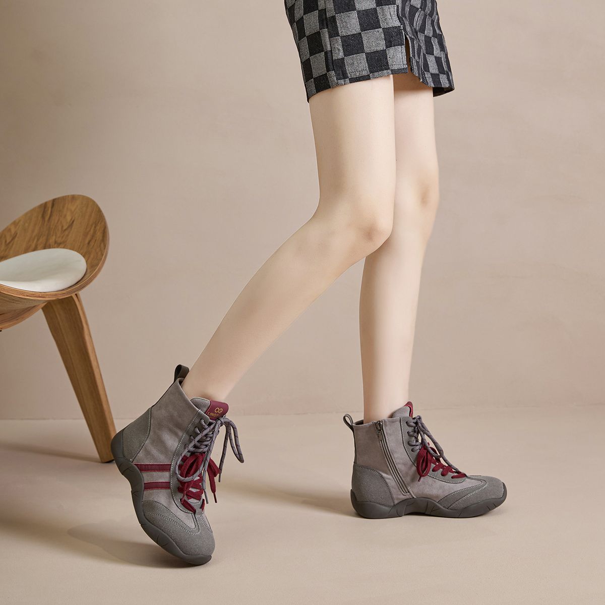 Women Boxing Boots 2025 Autumn New Women's Martin Round Toe Comfortable Flat Casual Sports Work Color Block Boxing Ankle Boots_voghion.com