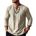 Unbeatable Quality 2025 Spring Autumn New Loose Solid Color Drawstring Long Sleeve Cotton And Stand Collar Men's Shirt_voghion.com
