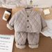 Baby Boy Outfit Fleece-Lined Thickened Homewear Two-Piece Set Stylish Children's Autumn Winter Warm Pajamas Cotton Suit_voghion.com