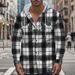 American Style Autumn Winter Plaid Hooded Flannel Jacquard Men's Trendy Casual Shirt Men_voghion.com