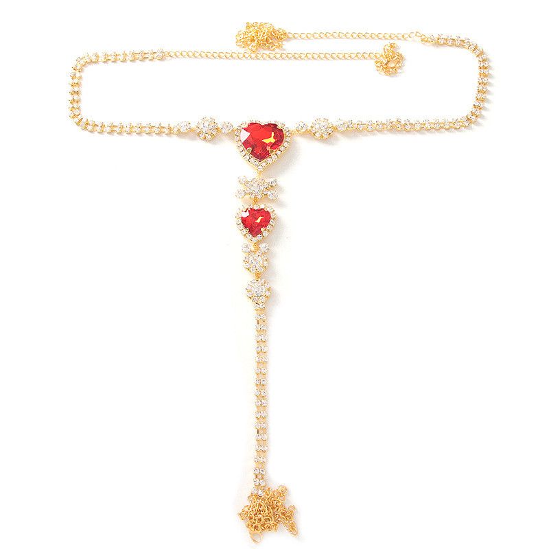 Set di mutandine sexy con strass rossi, perizoma, vita e pancia, bikini a forma di cuore, catena per il corpo in cristallo_voghion.com