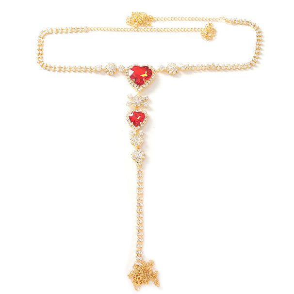 Set di mutandine sexy con strass rossi, perizoma, vita e pancia, bikini a forma di cuore, catena per il corpo in cristallo_voghion.com