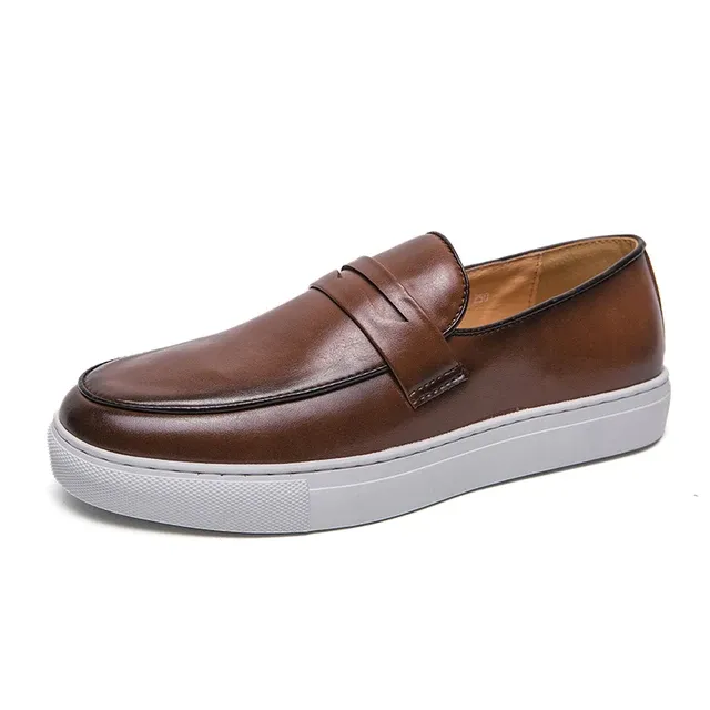 Herren Casual Fashion Loafers Mokassins Slip On Man Flats Bequeme Herrenschuhe aus echtem Leder Chaussure Homme Cuir_voghion.com