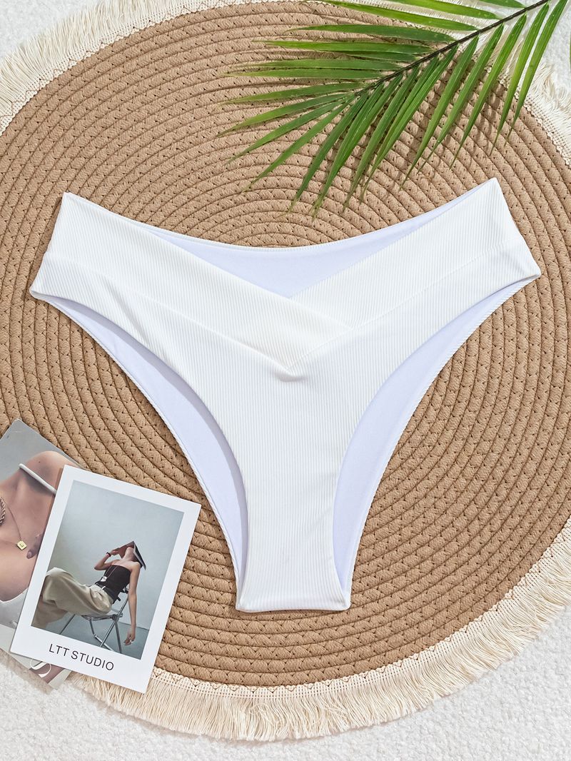 Women's High-Waisted Vertical Striped Cross Design Soft Fabric Beach Vacation Pool Party Fashion Swimwear_voghion.com