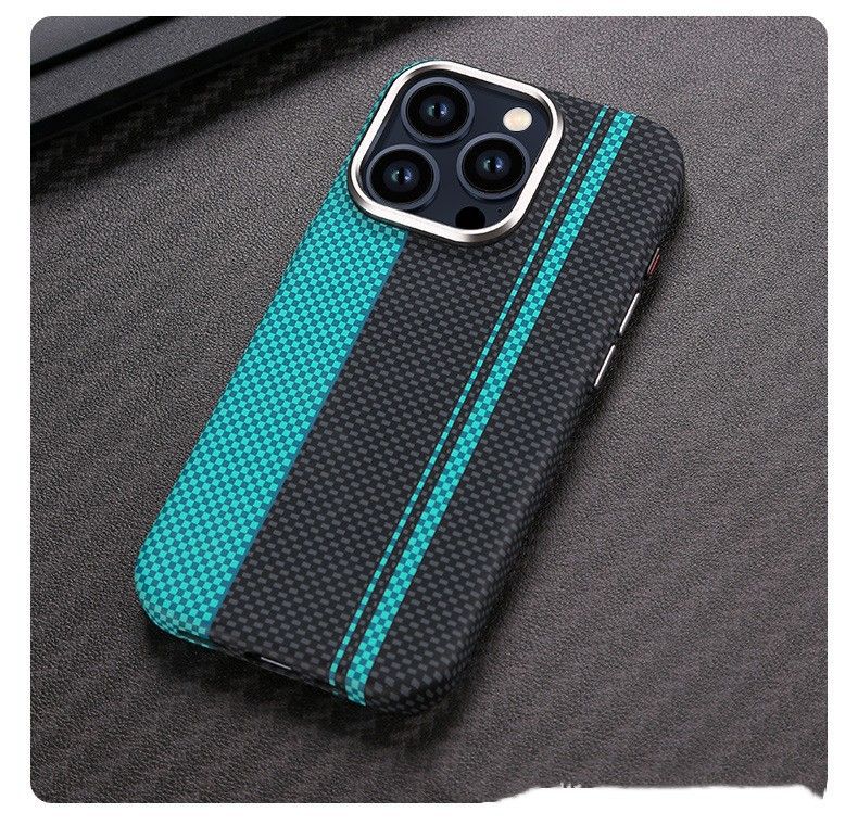 Ultra-Thin Kevlar Texture Magnetic Phone Case For IPhone 16 Pro Max/15/14 – Military-Grade Shockproof Protection With Metal Frame_voghion.com