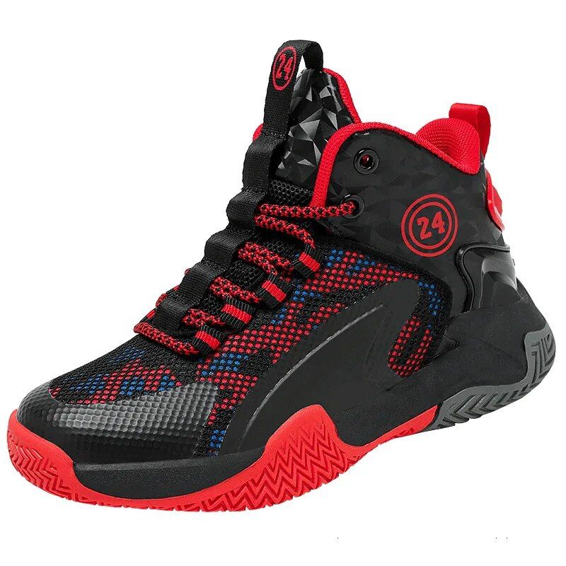 Autumn 2023 Children High Side Basketball Shoes Boy's Mesh Basket Boots Antislip Rubber Sole Big Kids Fiess Casual_voghion.com