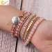 Charm CSJA Natural Stone Bracelet Pink Quartz Leather Wrap Bracelets for Women Rose Gems Crystal Beads Bohemia Jewelry 5_voghion.com