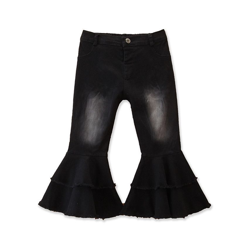 Kläder för småbarnsflickor Jeans i snygga tvättade, utsvängda byxor för flickor_voghion.com