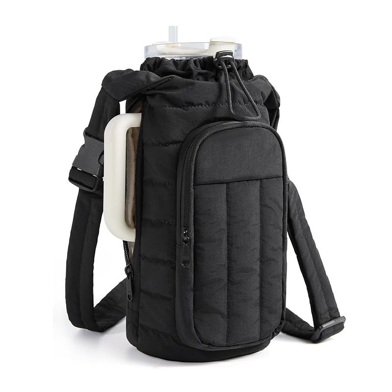 Multi-Color Crossbody Water Bottle Pouch – Breathable Fabric Cup Holder For Gym, Hiking & Car, Adjustable Strap Fits 32oz_voghion.com