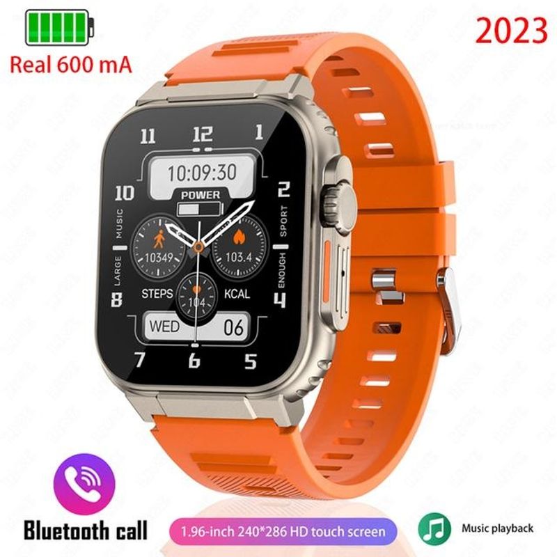 600mAh Smart Watch Ultra Watch Herre Bluetooth-opkald (Besvar/Foretag opkald) TWS Local Music Sport Ur 1,96'' IP68 Vandtæt Smartwatch_voghion.com