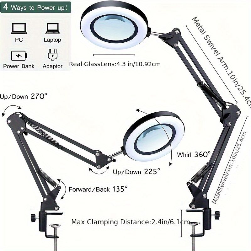 1 Foldable And Rotating Desktop Magnifying Glass With Light That Can Be Fixed On The Desktop_voghion.com