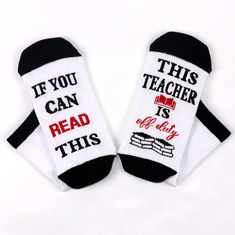 Cotton mid-tube socks sole letter jacquard leisure sports socks creative socks_voghion.com