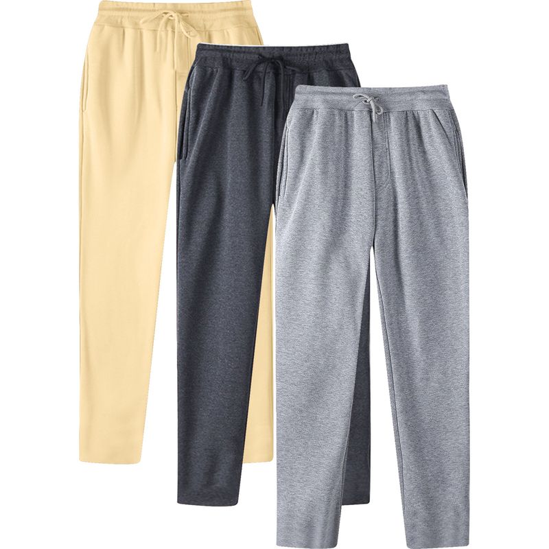 Pantaloni da jogging casual da uomo, in velluto tinta unita, foderati in pile, con vita media e gamba dritta, comodi per la primavera e l'autunno_voghion.com