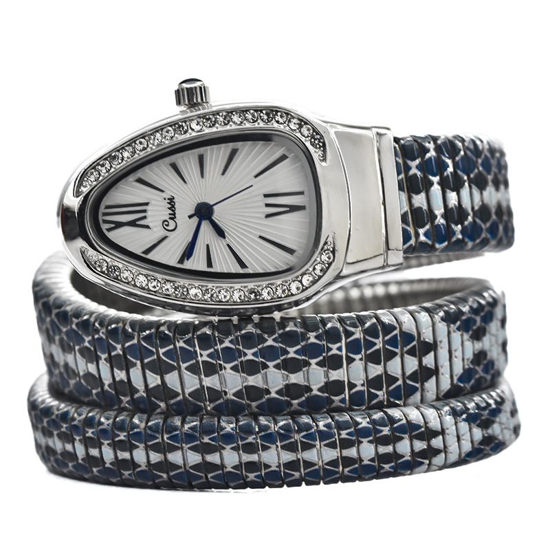 Aueren fir Fraen Serpentin Auer Moud Kreativ Perséinlechkeet Quartz Auer Set mat Diamant Liederarmband_voghion.com