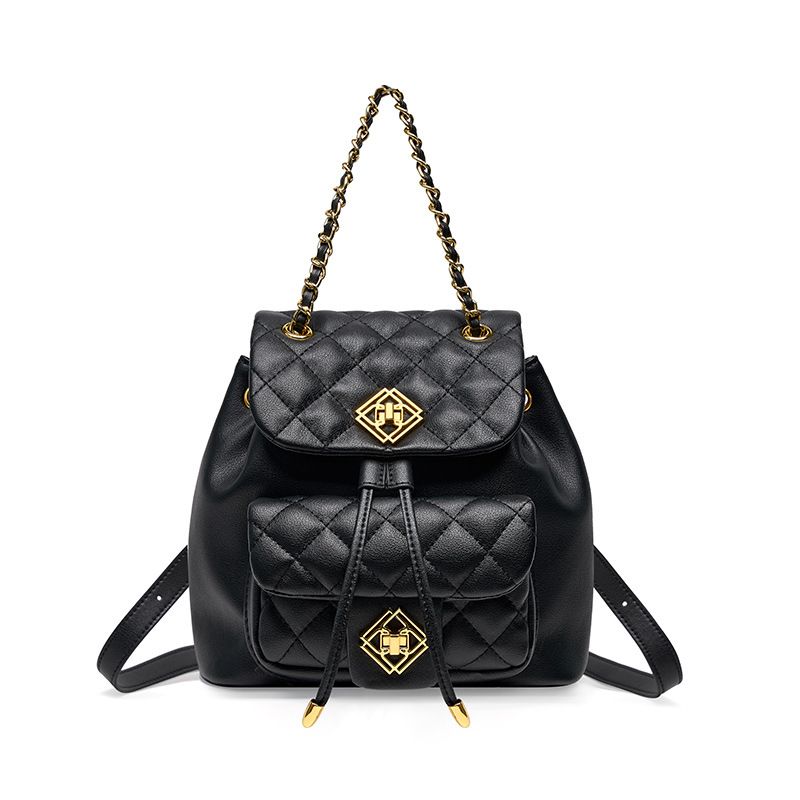 Hot Selling New Fashion and Leisure Trend Women's Bags Made of Genuine Leather Diamond Grid Backpacks, High-end Sense Backpacks, Small Backpacks_voghion.com