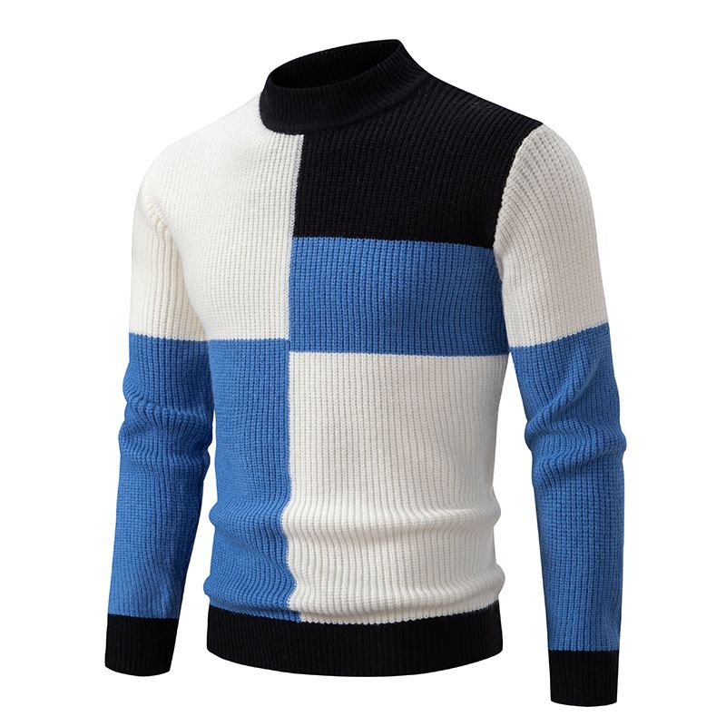  autumn and winter new color-blocked sweaters and sweaters for men trendy casual pullover sweaters_voghion.com