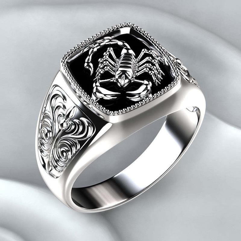 Bijoux fantaisie, motifs exquis, bagues personnalisées en forme de scorpion électrolytique, bagues pour hommes, bagues pour femmes_voghion.com