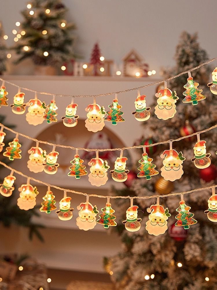 Christmas Fairy Lights With Snowman & Reindeer Decorations | Warm White LED String Lights For Tree, Home & Holiday Party Decor_voghion.com