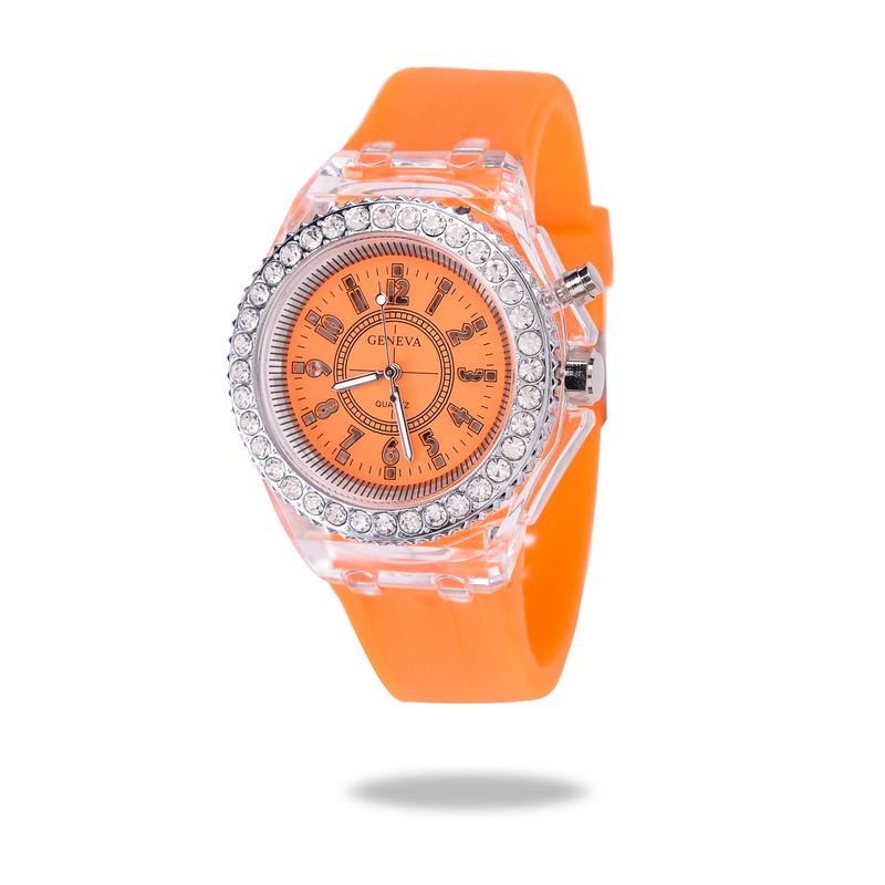 Reloj Bling para mujeres y hombres, luces LED luminosas de colores, relojes deportivos de silicona analógicos de cuarzo, resistentes al agua_voghion.com