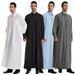 Men's Kaftan Long Sleeve Thobe Button Down Islamic Robe_voghion.com