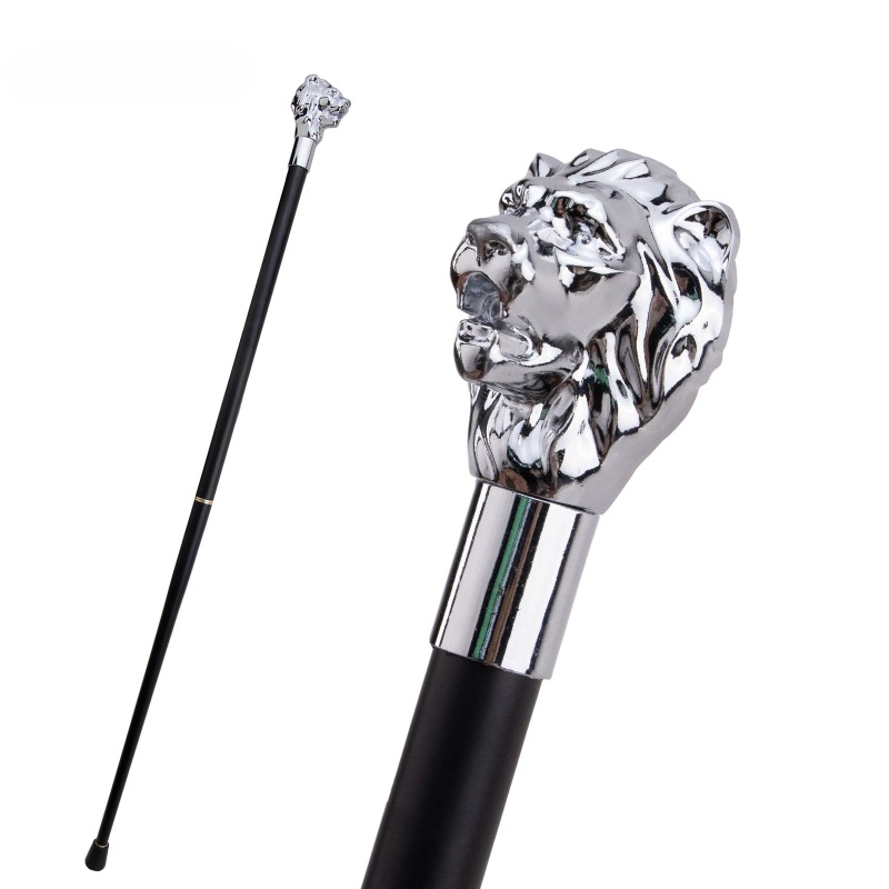 White Lion Head Handle Fashion Walking Stick For Party Decorative Walking Cane Elegant Crosier Knob Walking Stick 93cm_voghion.com