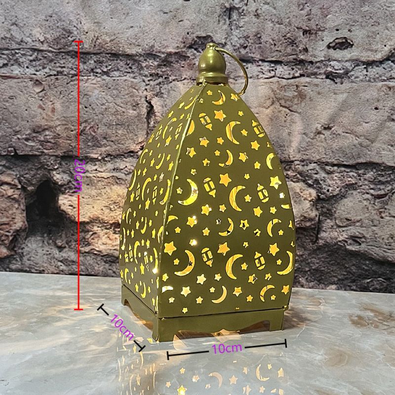 Home Furniture Festival Middle East Hollow Star And Moon Iron Wind Lantern Candlestick Courtyard Retro Hanging Wax Desktop Decoration Ornaments_voghion.com