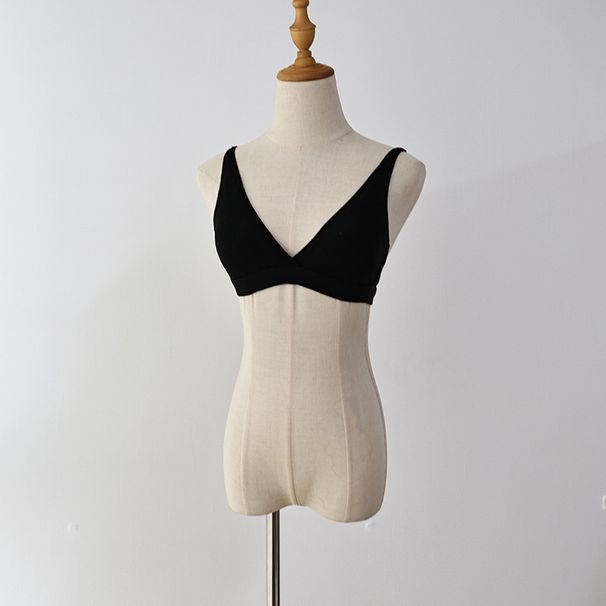 Reggiseno senza cuciture in cashmere proteico, coppa triangolare francese da donna, arricciatura a V profonda senza anello in acciaio - L_voghion.com