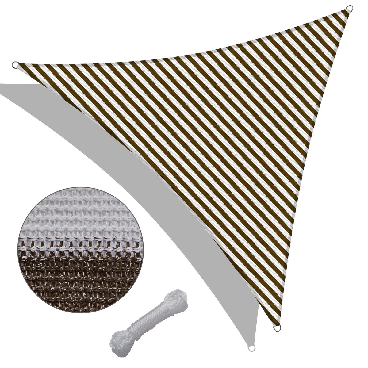 22' x 22' x 22' Triangle Sun Shade Sail/ Coffee+White_voghion.com