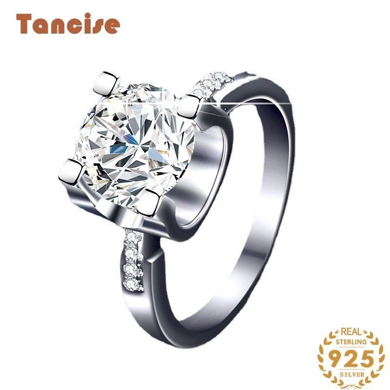 Tancise klasszikus moissanite ezüst gyűrű női ékszer esküvői ígéret party ajándék_voghion.com